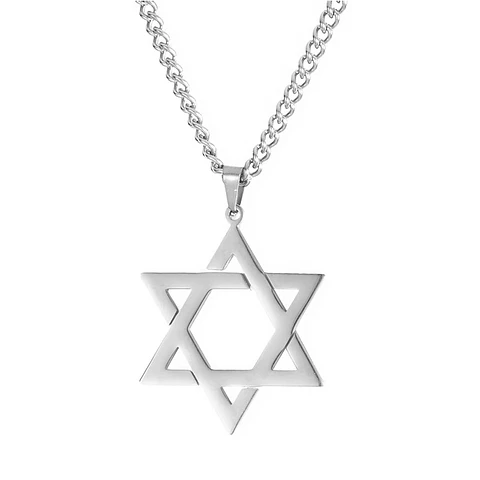 Colgante Collar Estrella David Acero Plateado