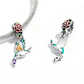 Charm Dije Plata 925 Colibri Ave con Flor - Miniatura 3