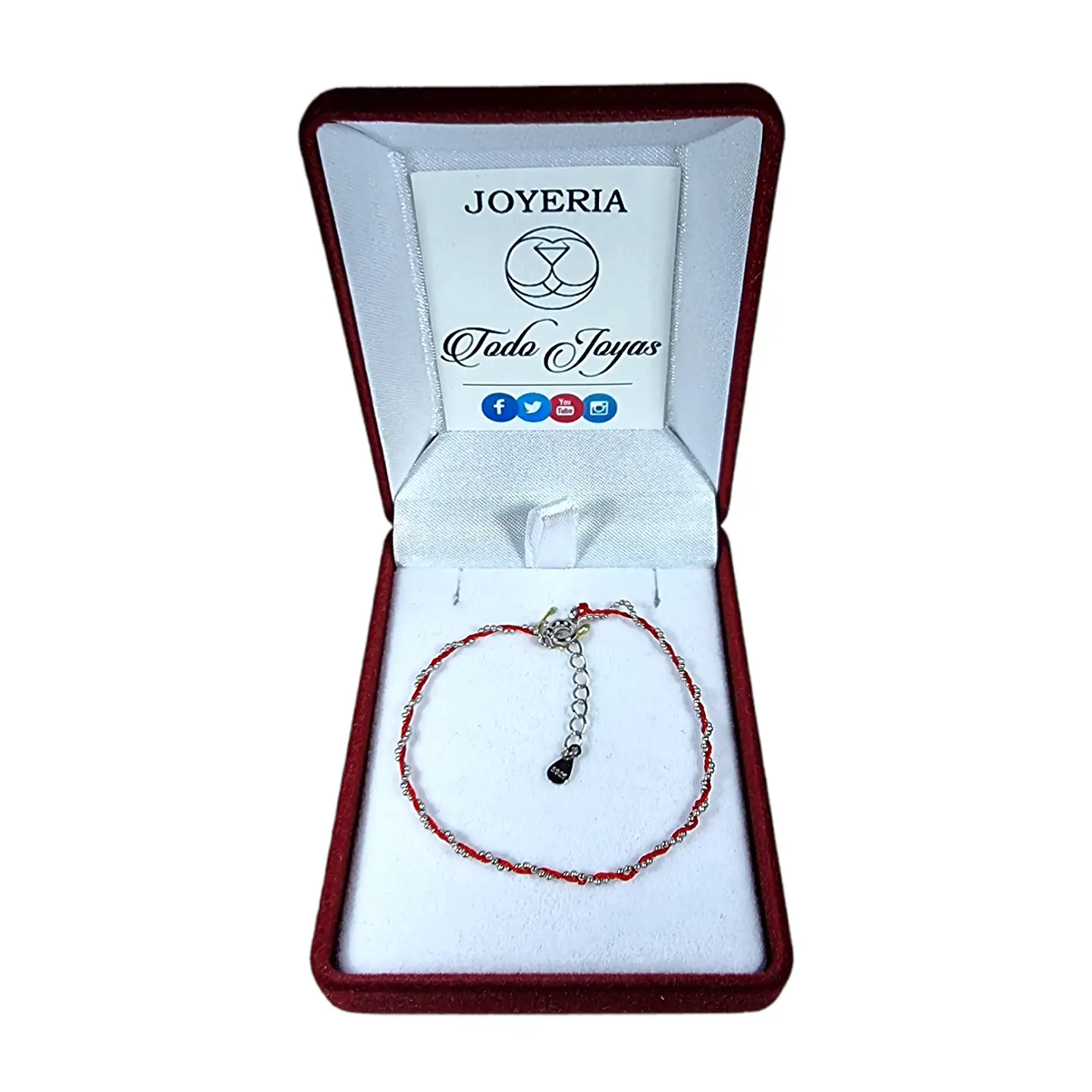 Pulsera Plata 925 Hilo Rojo Bolitas 2