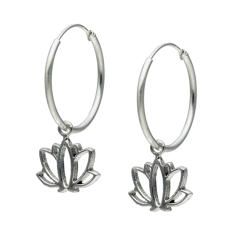 Aros Plata 925 Argolla Flor de Loto