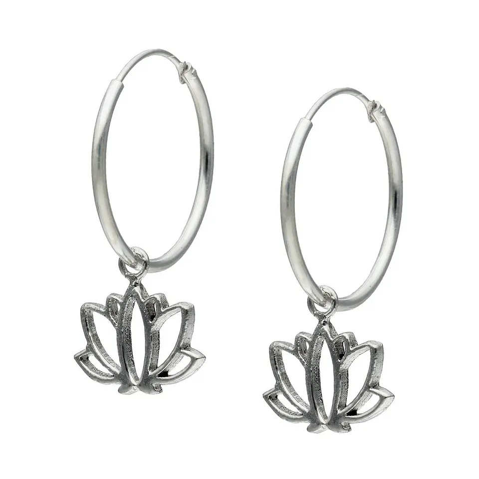 Aros Plata 925 Argolla Flor de Loto 1
