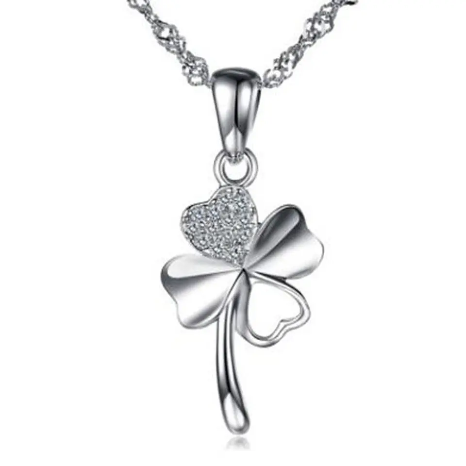 Collar Trebol de La Suerte Circones Plateado 1