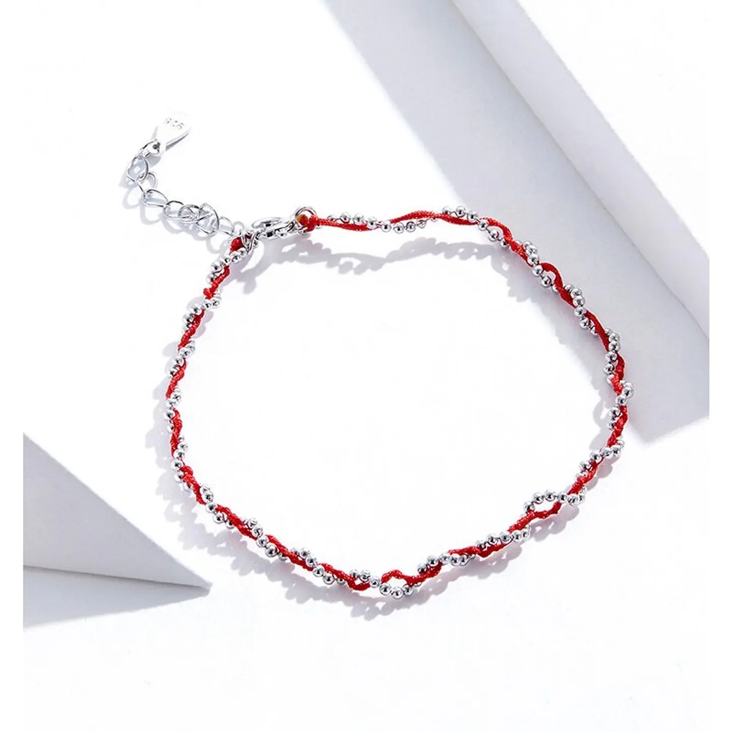 Pulsera Plata 925 Hilo Rojo Bolitas 5