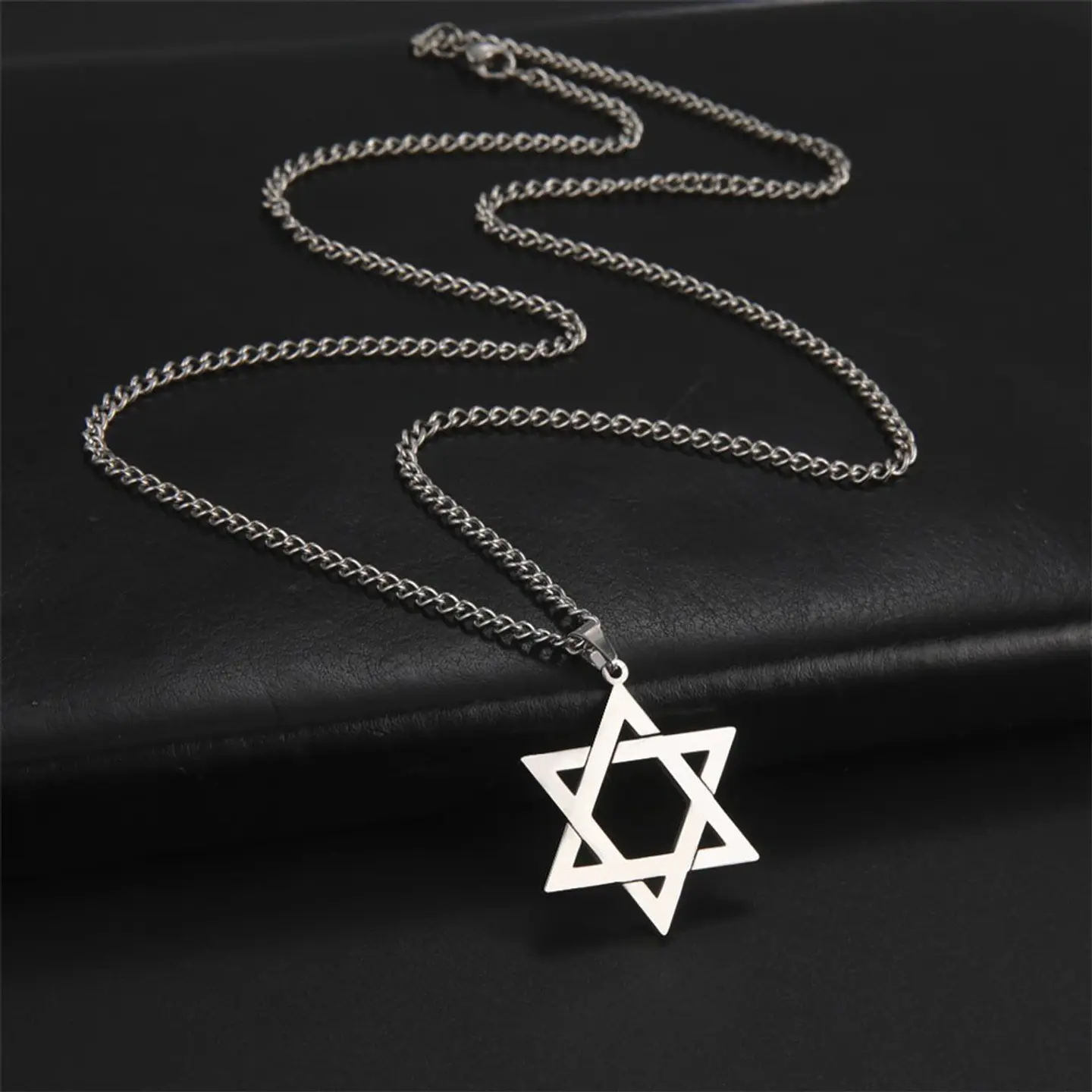 Colgante Collar Estrella David Acero Plateado 5