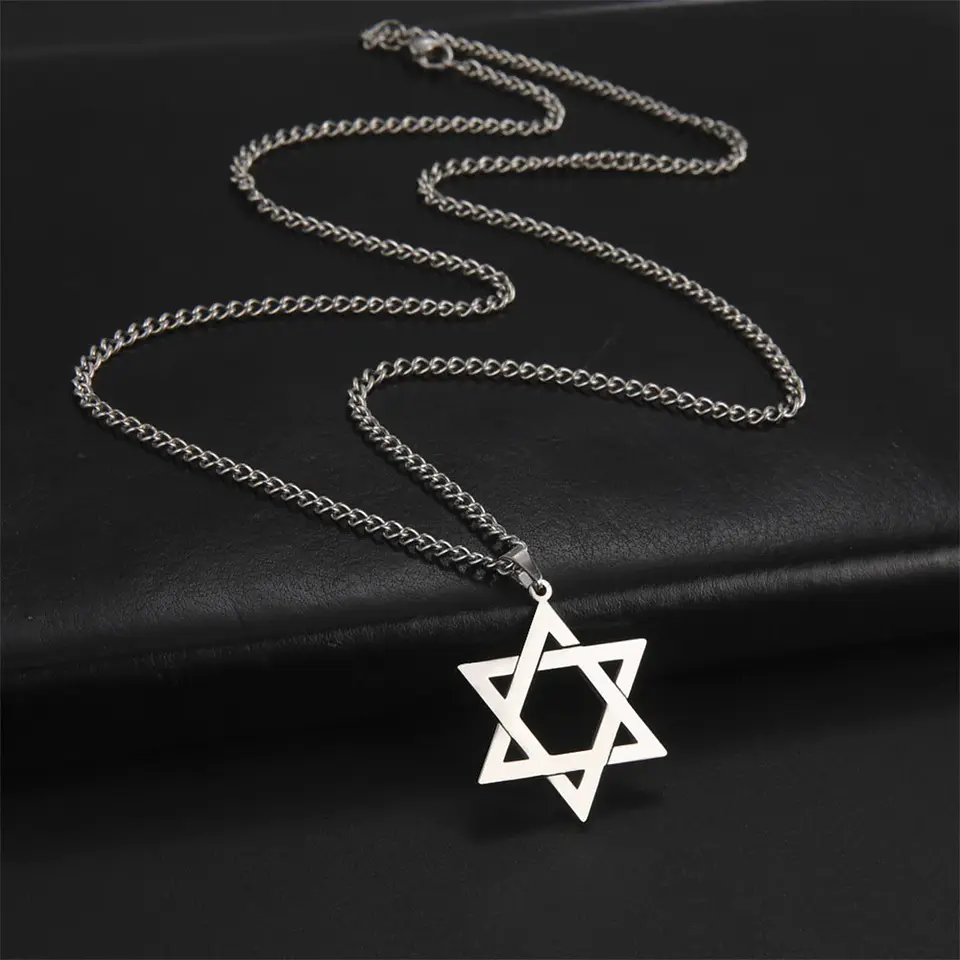 Colgante Collar Estrella David Acero Plateado 5