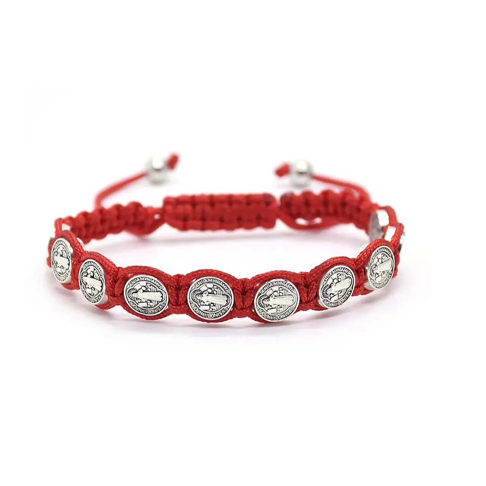 Pulsera Hilo Rojo San Benito Protector 10 Medallas 1