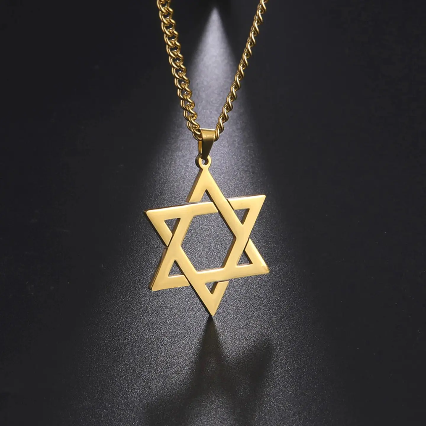 Colgante Collar Estrella David Acero Dorado 4