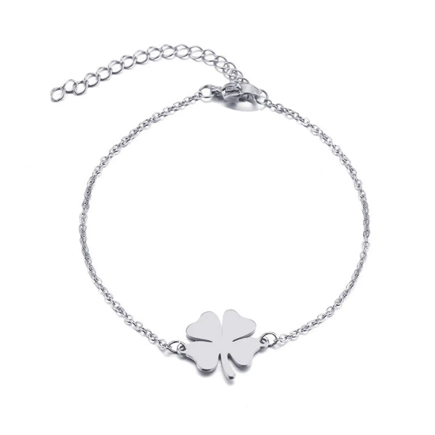 Pulsera Trebol de La Suerte Plateada Acero 1