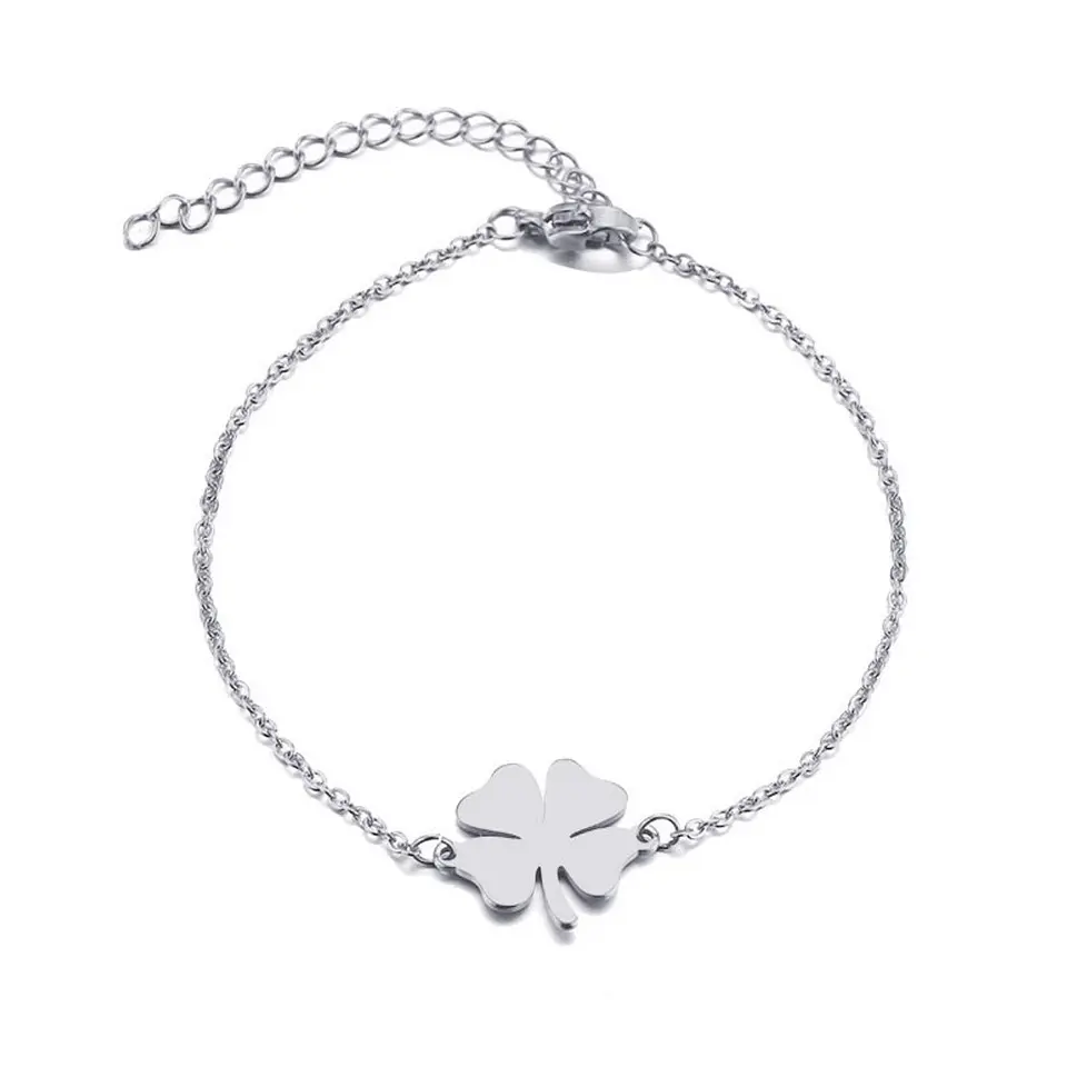 Pulsera Trebol de La Suerte Plateada Acero 1