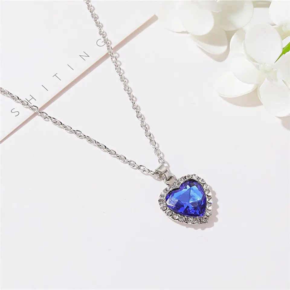 Collar Colgante Titanic Corazon del Oceano Azul 4