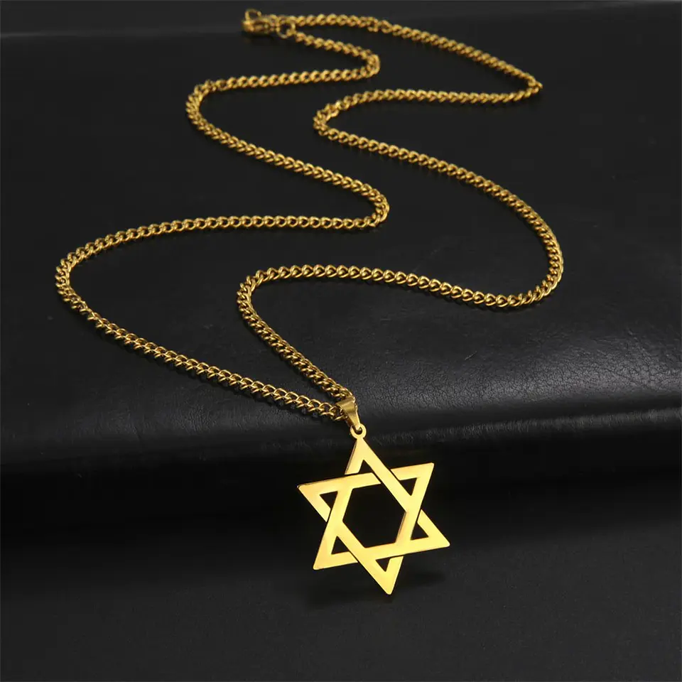 Colgante Collar Estrella David Acero Dorado 6