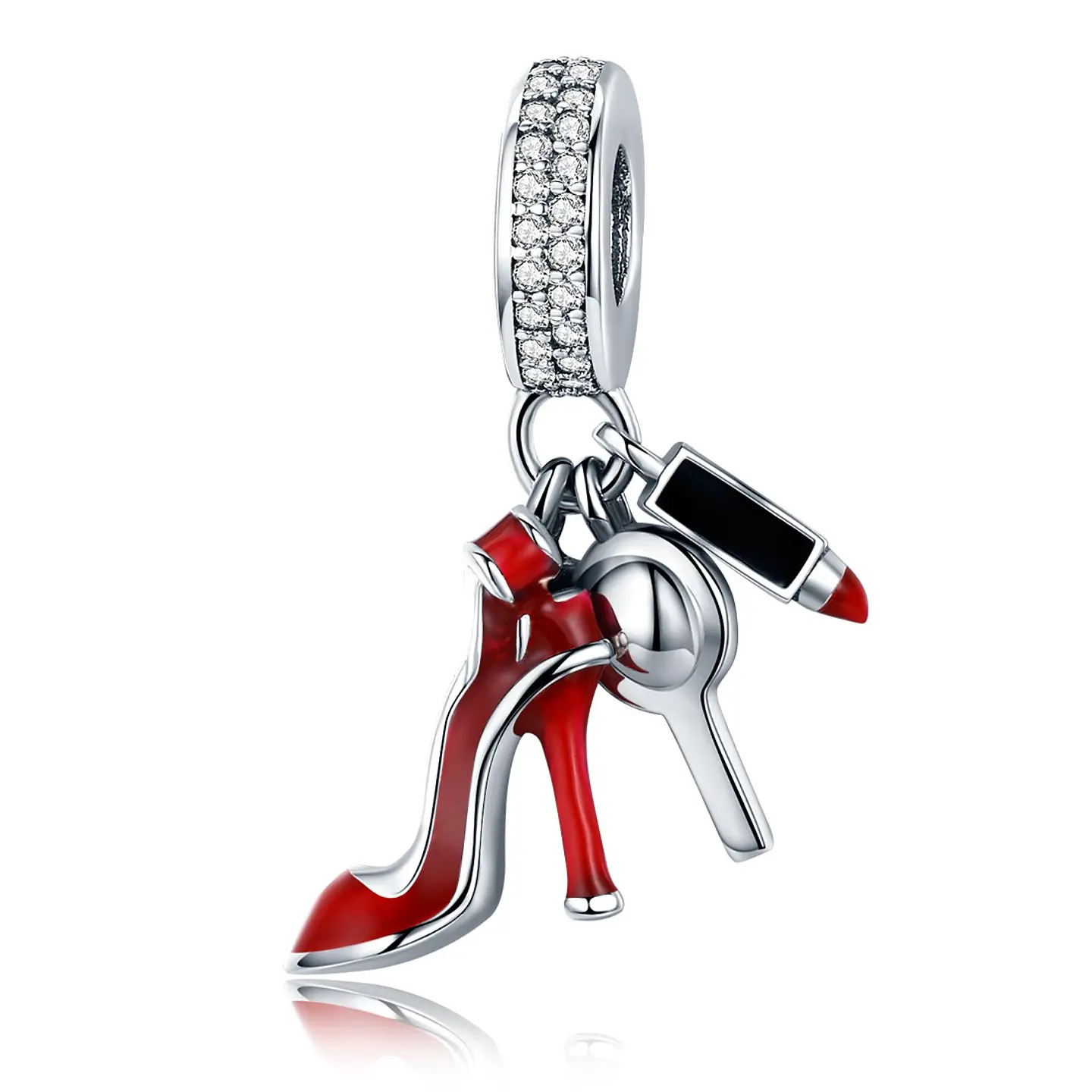 Charm Dije Plata 925 Zapato Taco Alto Rojo 1