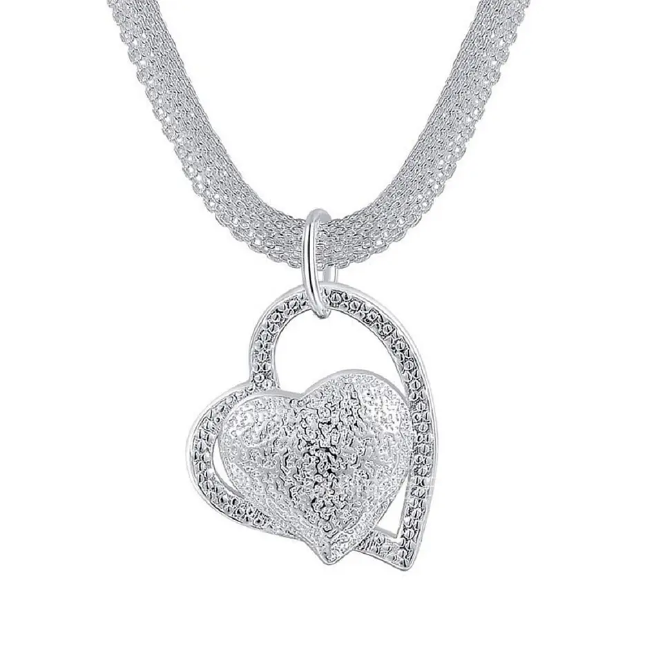 Collar Colgante Corazon Plateado 1