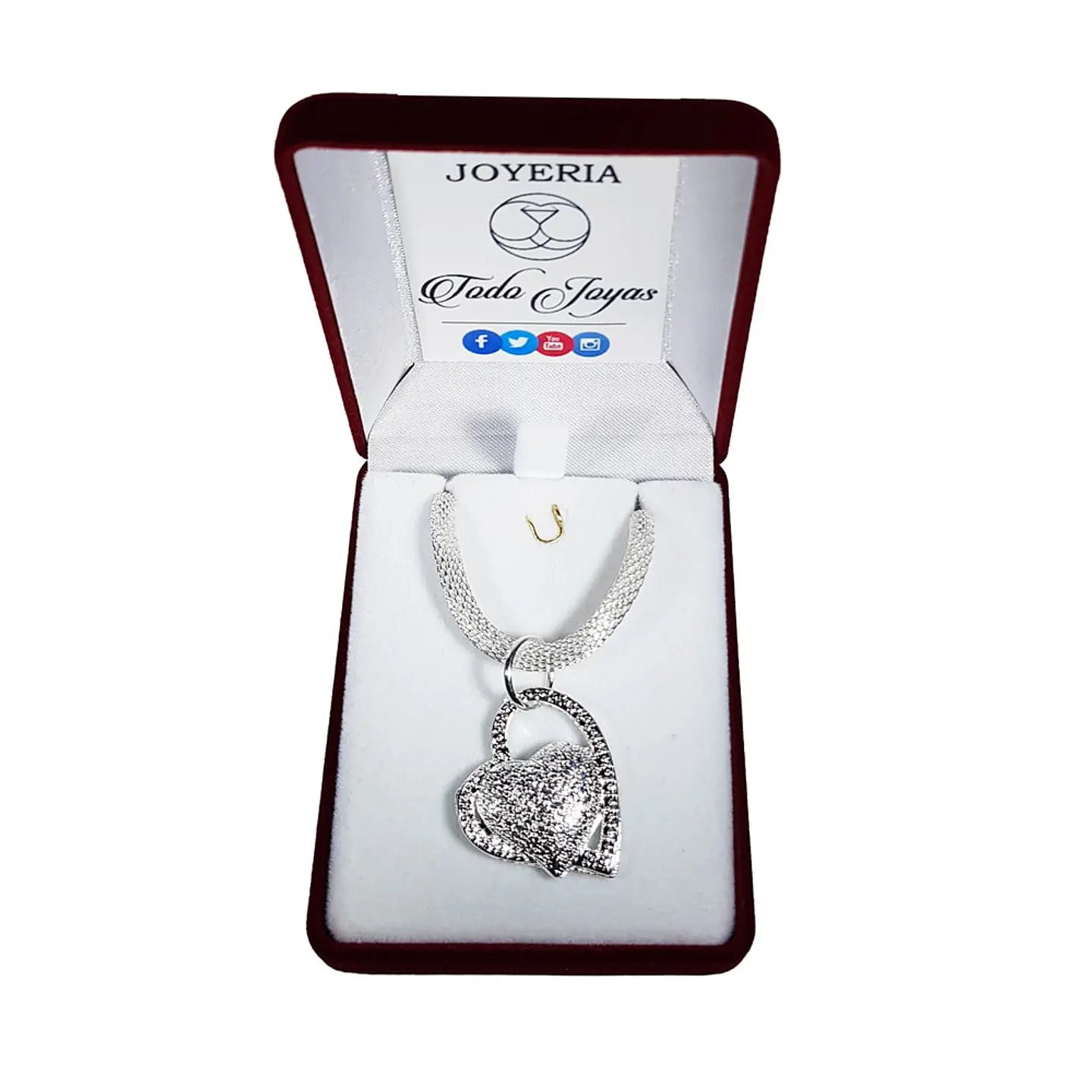 Collar Colgante Corazon Plateado 2