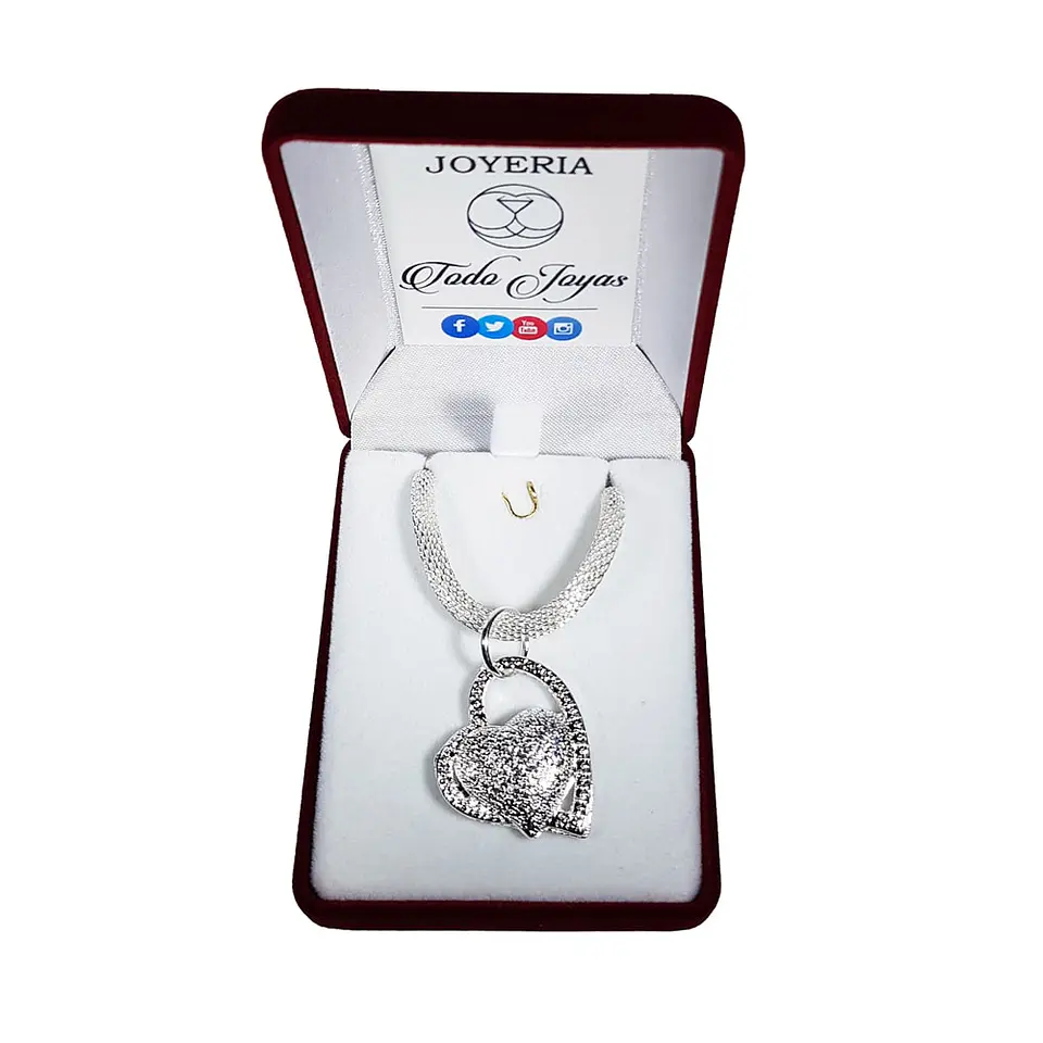 Collar Colgante Corazon Plateado 2
