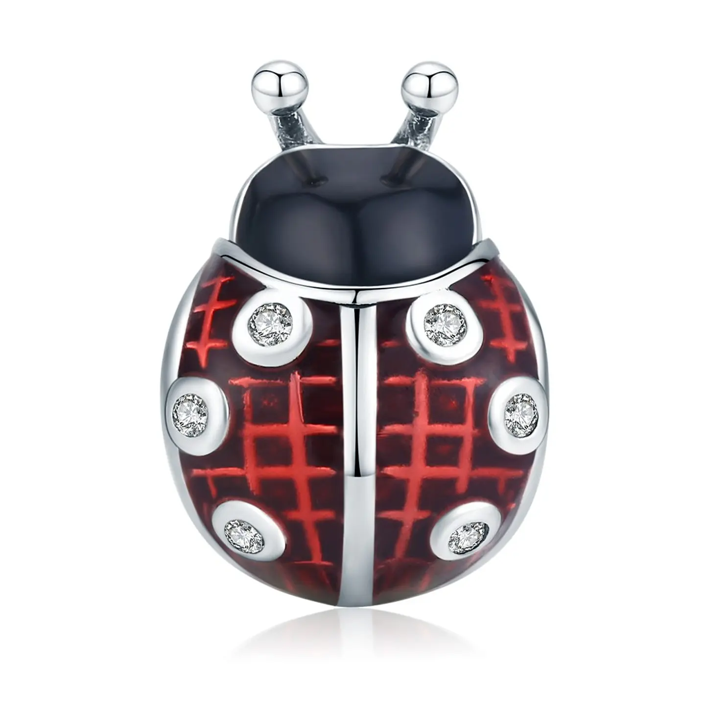 Charm Dije Plata 925 Mariquita Roja con Negro 1
