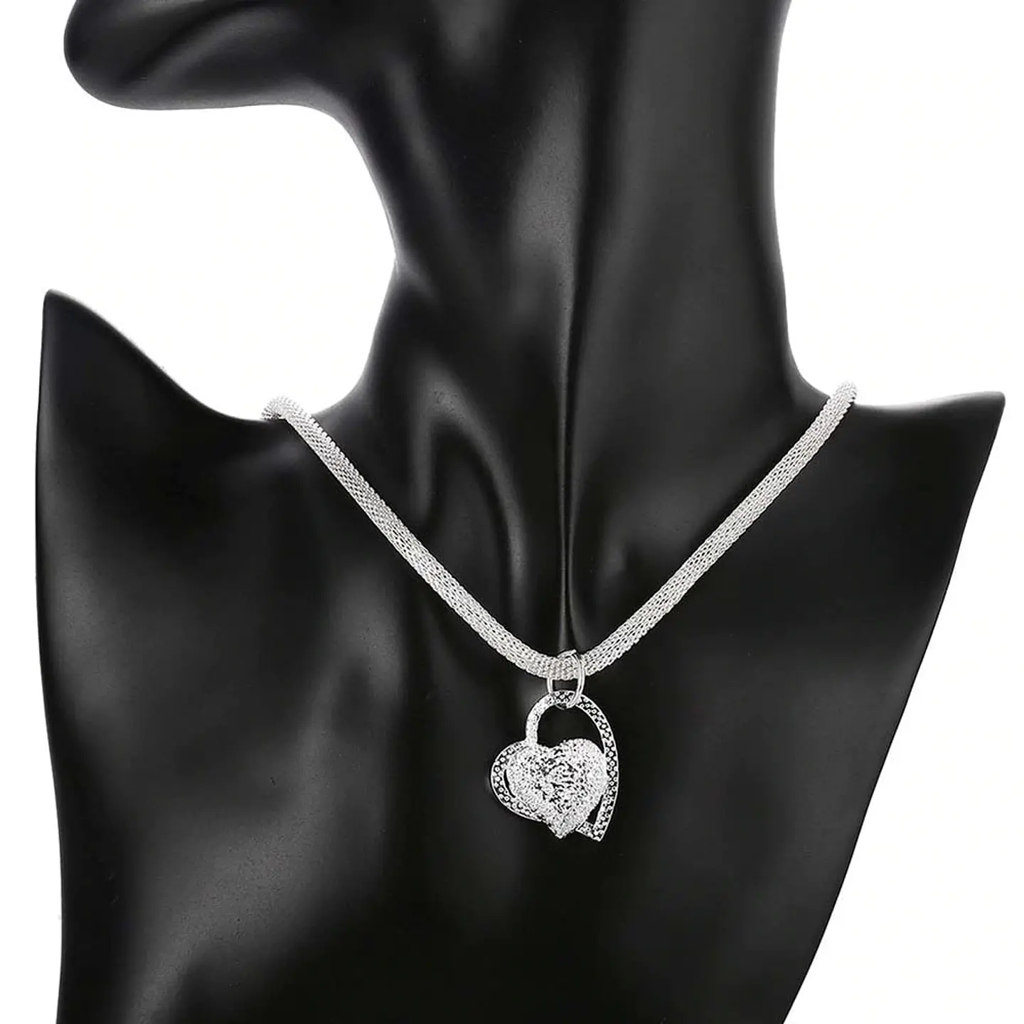 Collar Colgante Corazon Plateado 3
