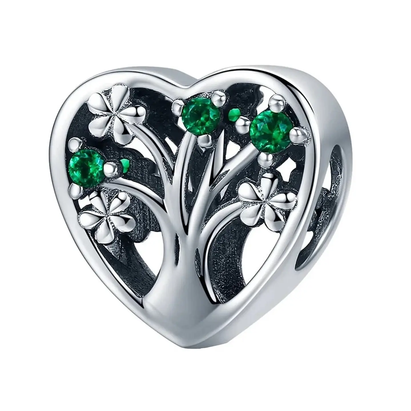 Charm Dije Plata 925 Corazon Arbol Verde 1