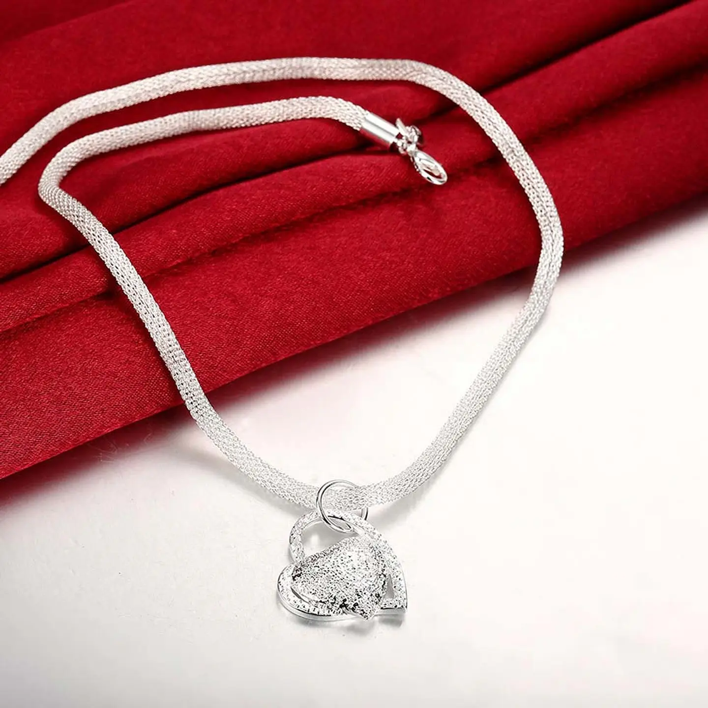 Collar Colgante Corazon Plateado 4