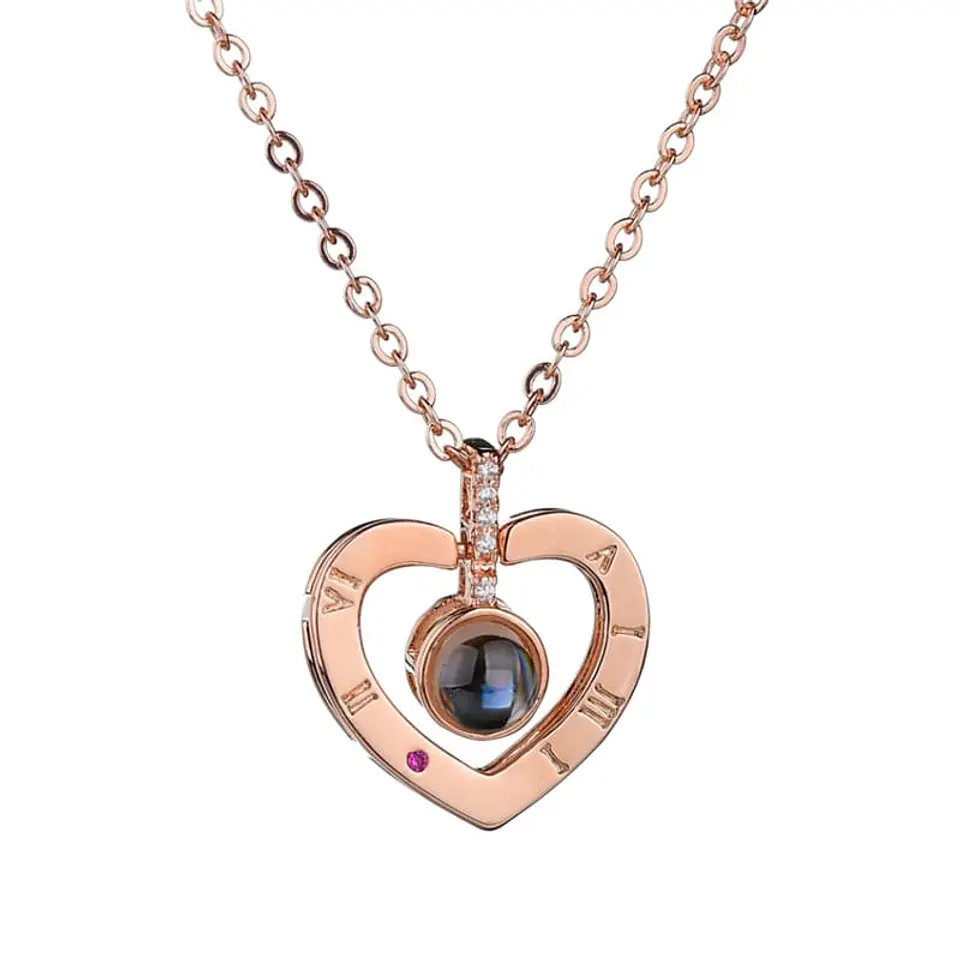 Collar Corazon Te Amo en 100 Idiomas Dorado 1
