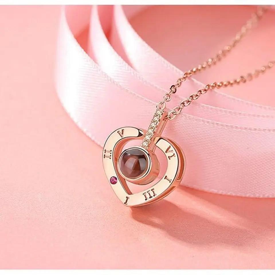 Collar Corazon Te Amo en 100 Idiomas Plateado 4