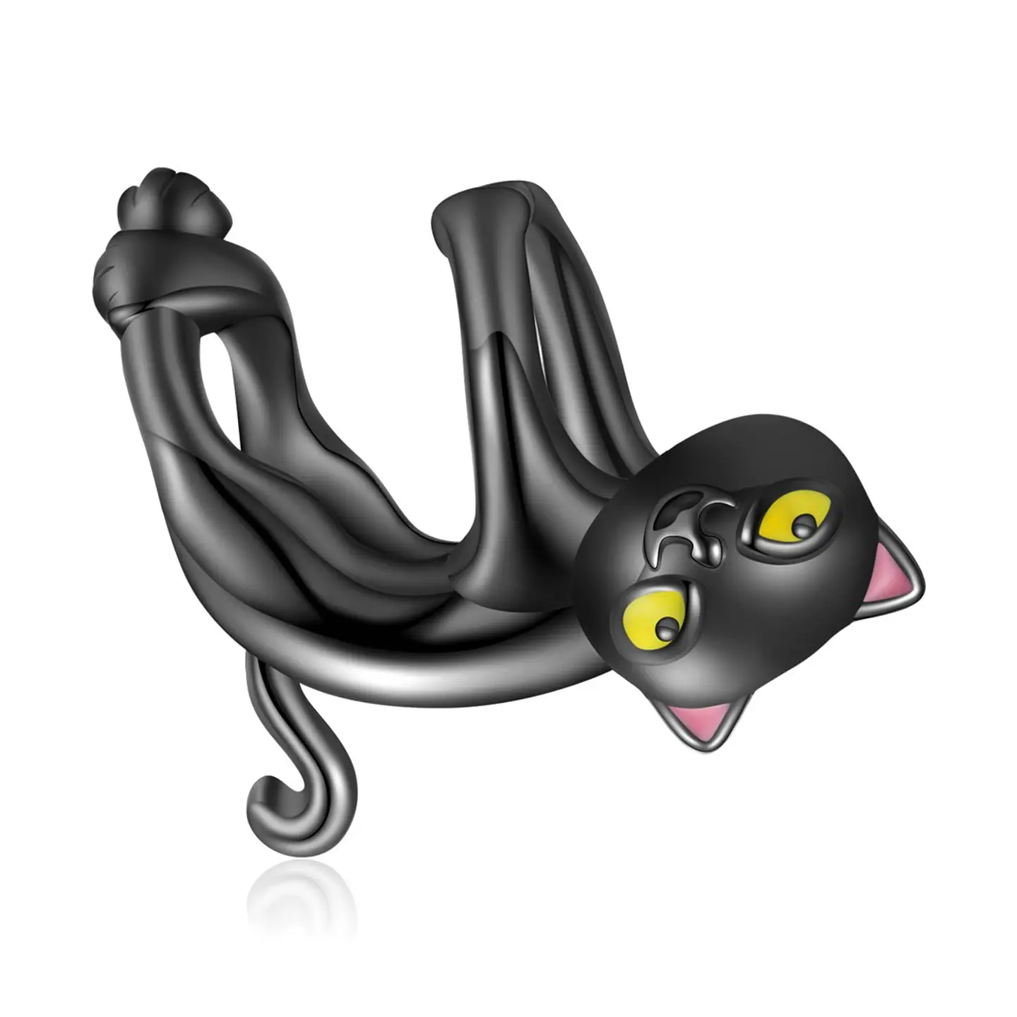 Charm Dije Plata 925 Gato Negro Colgante 1
