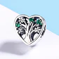 Charm Dije Plata 925 Corazon Arbol Verde - Miniatura 3