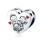 Charm Dije Plata 925 Corazon Familia Love - Miniatura 1