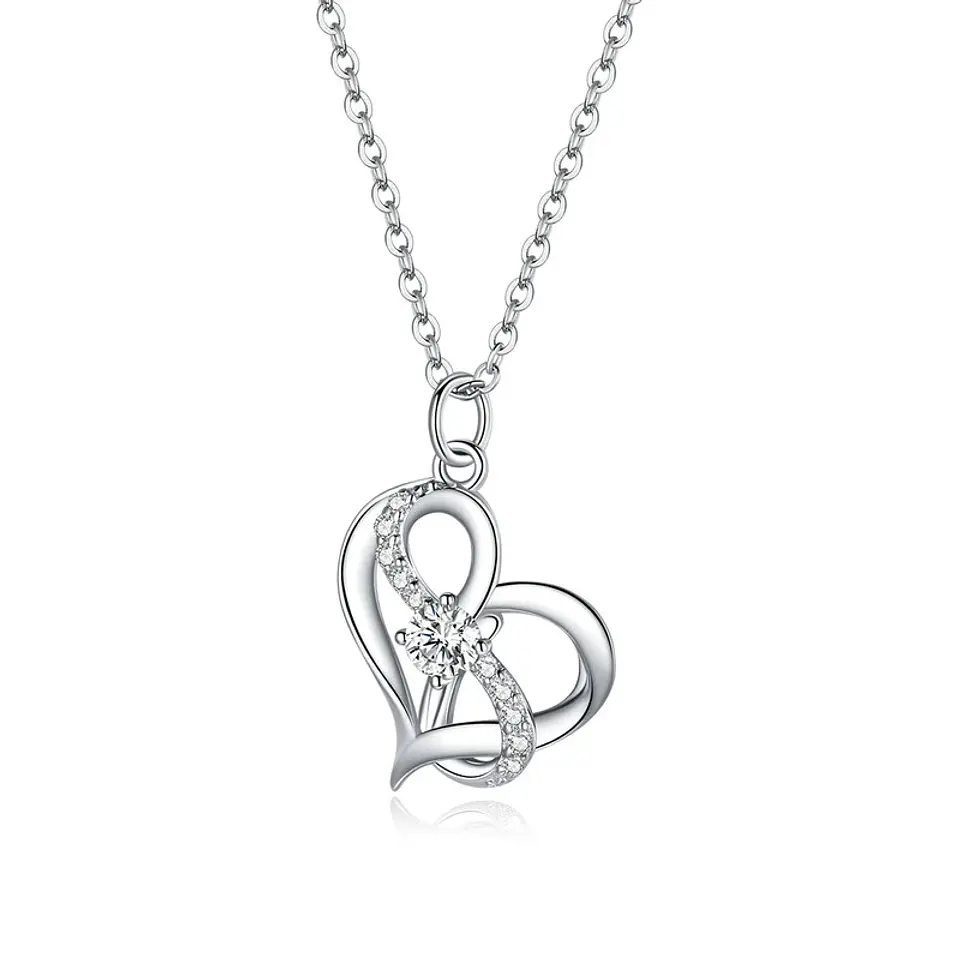 Collar Plata 925 Corazon Infinito Entrelazado 1
