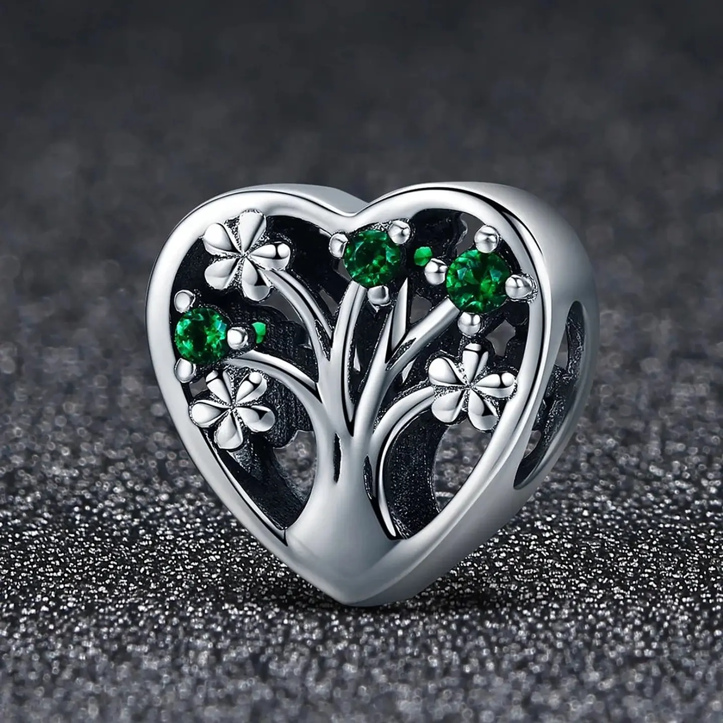 Charm Dije Plata 925 Corazon Arbol Verde 4
