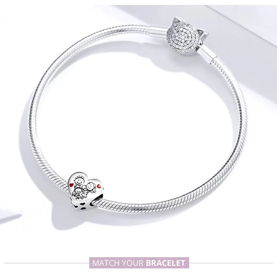Charm Dije Plata 925 Corazon Familia Love 2