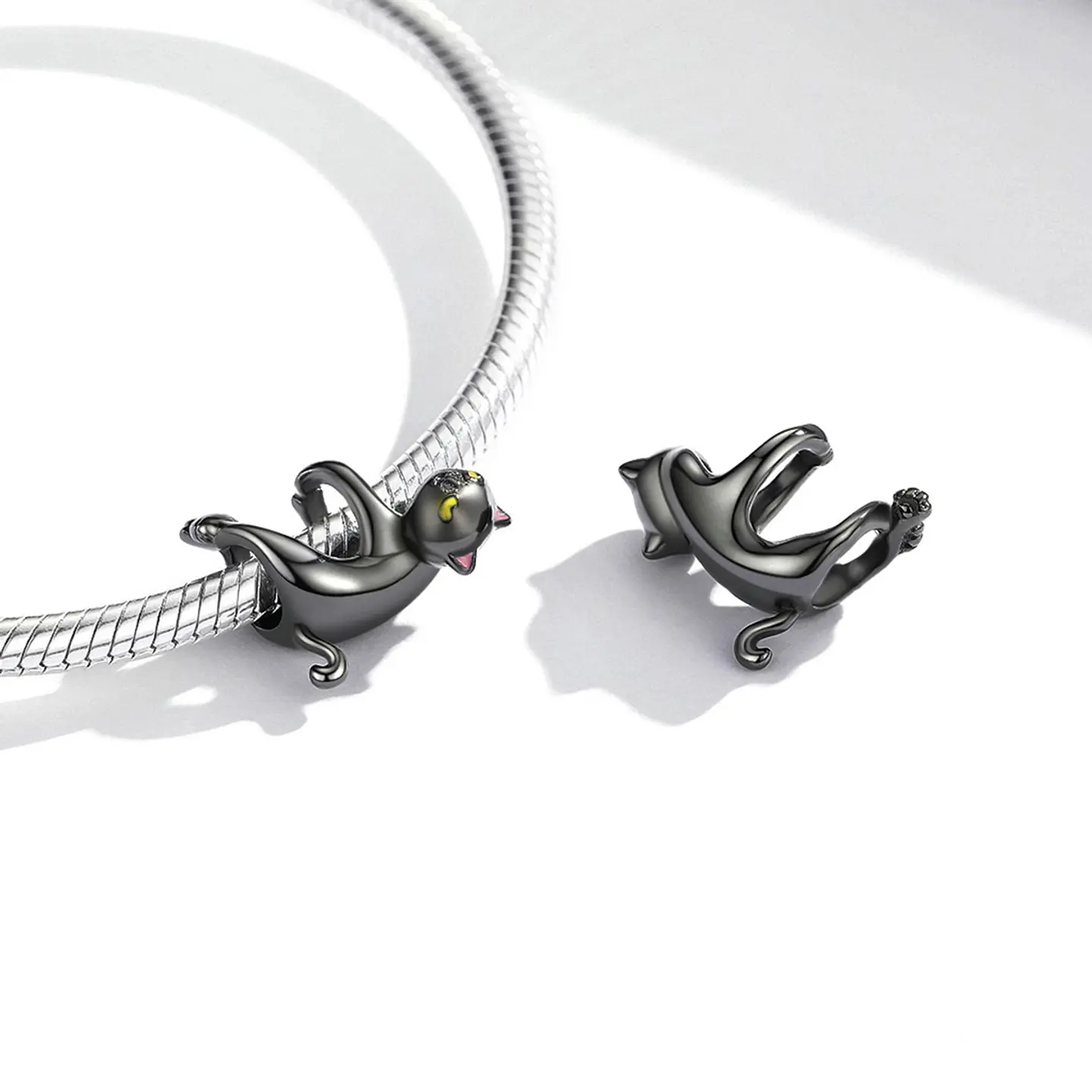 Charm Dije Plata 925 Gato Negro Colgante 4