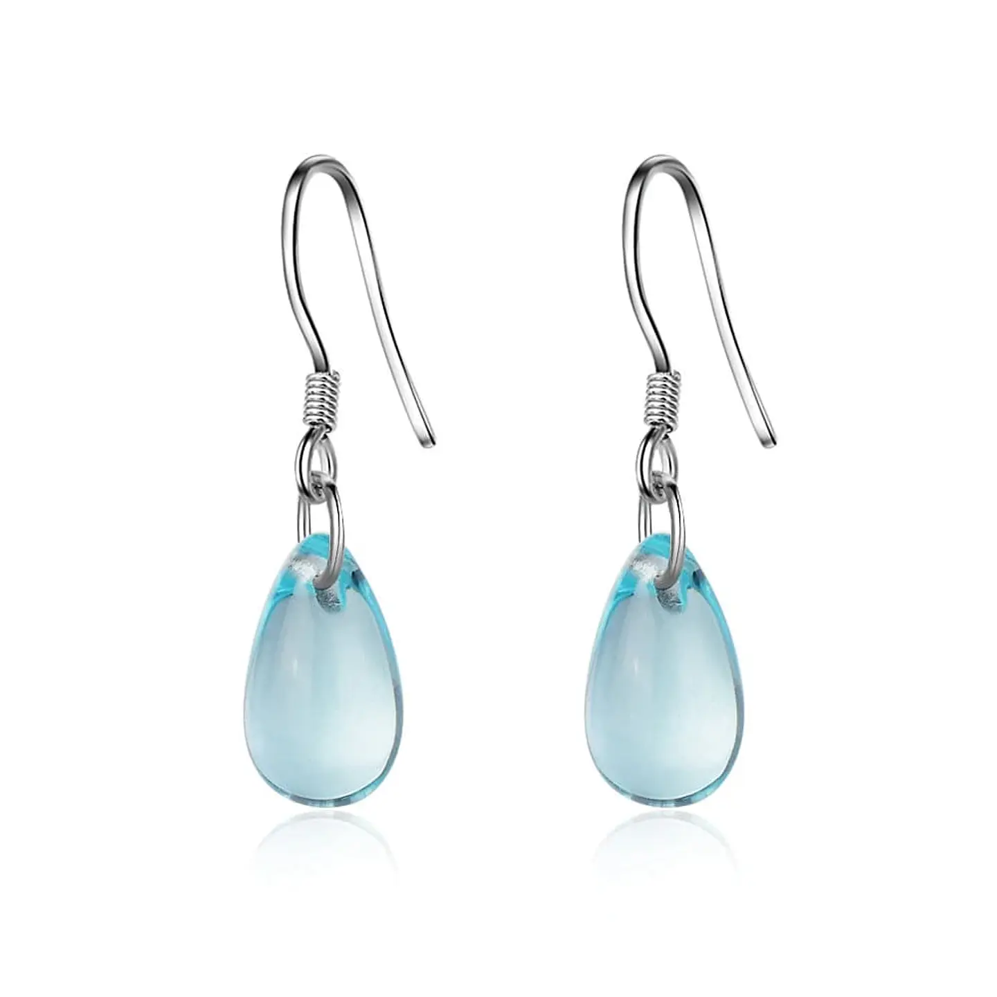 Aros Gota Cristal Celeste Colgante 1