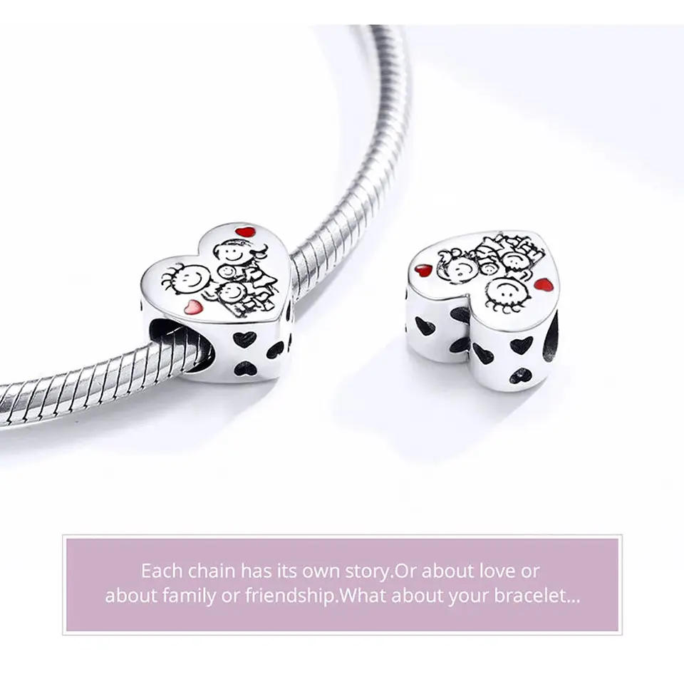 Charm Dije Plata 925 Corazon Familia Love 3