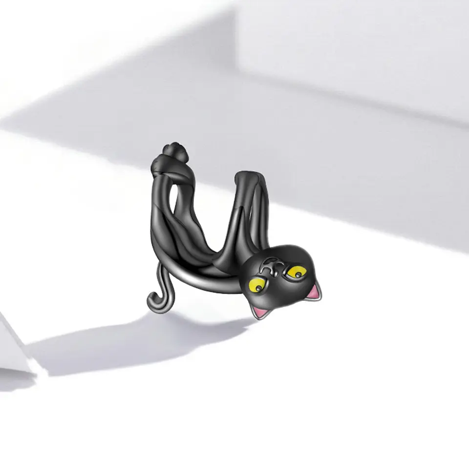 Charm Dije Plata 925 Gato Negro Colgante 5