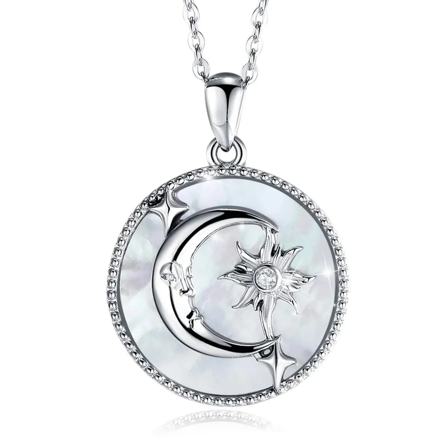 Collar Plata 925 Luna Sol y Estrella Nacar 1