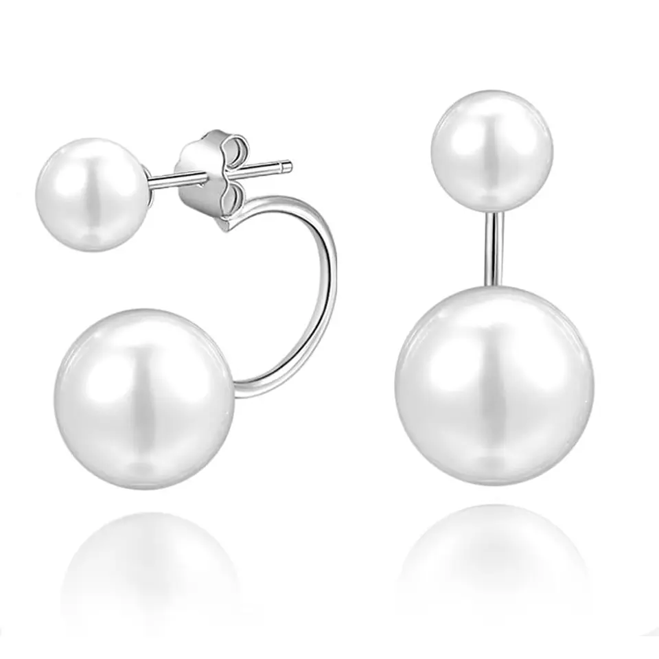 Aros Perla Doble Plateado 1