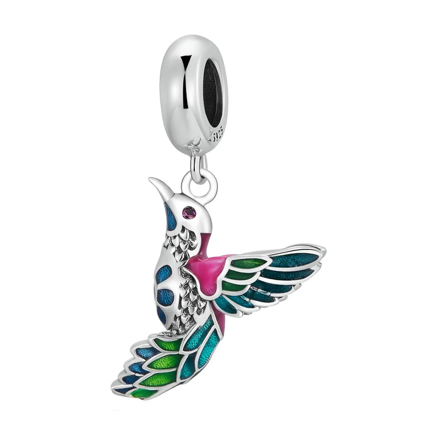 Charm Dije Plata 925 Colibri Ave Multicolor Pajaro 1