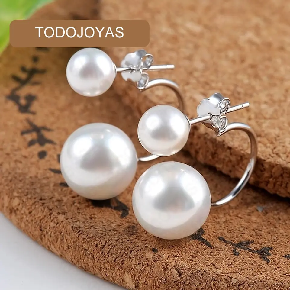 Aros Perla Doble Plateado 3