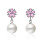 Aros Perla Con Circones Rosa Plateado - Miniatura 1