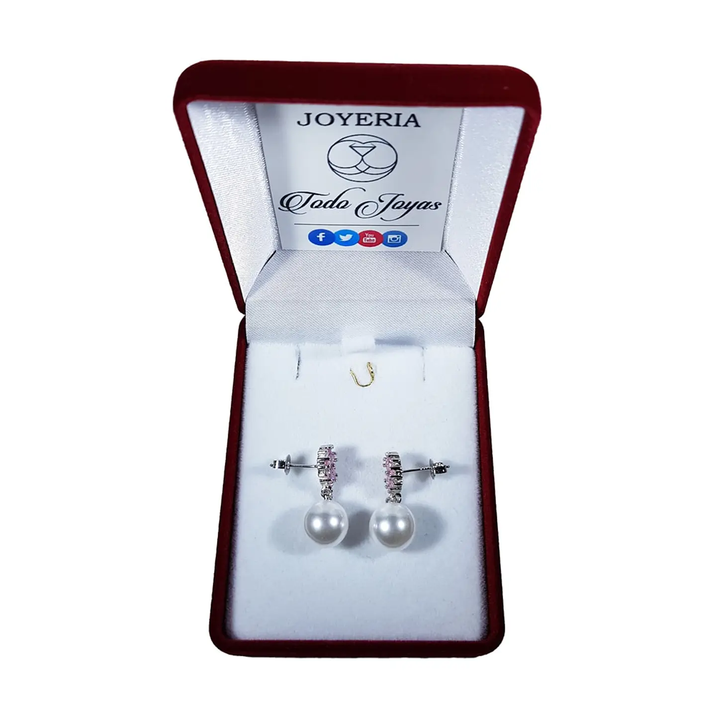 Aros Perla Con Circones Rosa Plateado 2