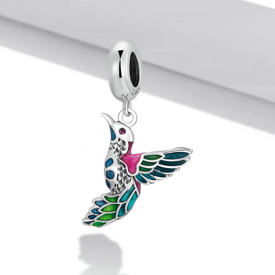 Charm Dije Plata 925 Colibri Ave Multicolor Pajaro 3