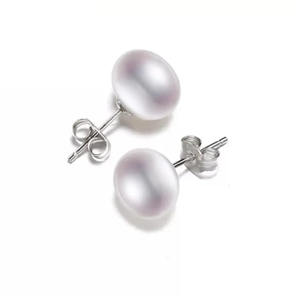 Aros Plata 925 Pasador Perla Blanca 1