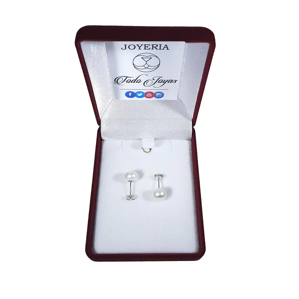 Aros Plata 925 Pasador Perla Blanca 2