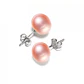 Aros Plata 925 Pasador Perla Rosada - Miniatura 1