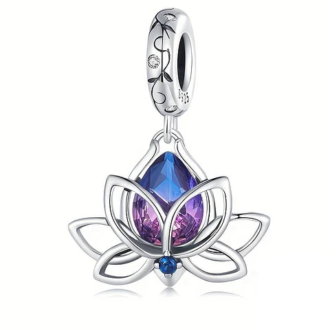 Charm Dije Plata Flor De loto Cristal Tornasol