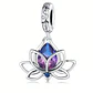 Charm Dije Plata Flor De loto Cristal Tornasol - Miniatura 1