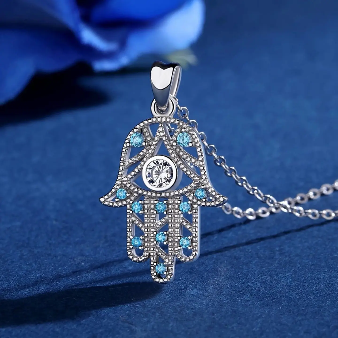 Collar Plata 925 Mano de Fatima Hamsa 4