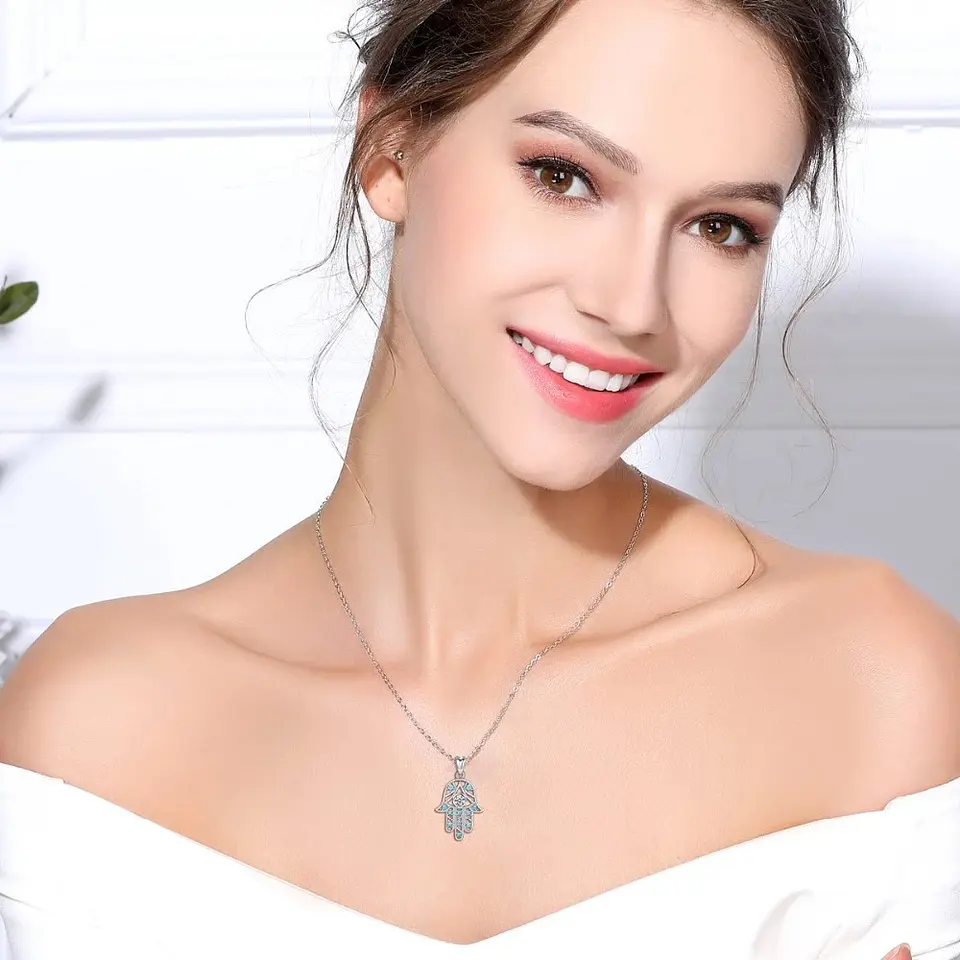 Collar Plata 925 Mano de Fatima Hamsa 5