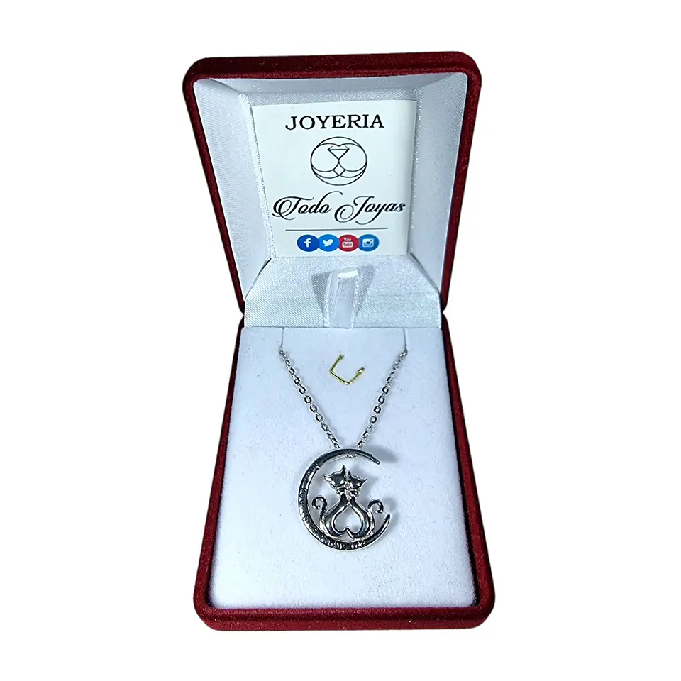 Collar Plata 925 Gatitos en Luna Tres Mil 2